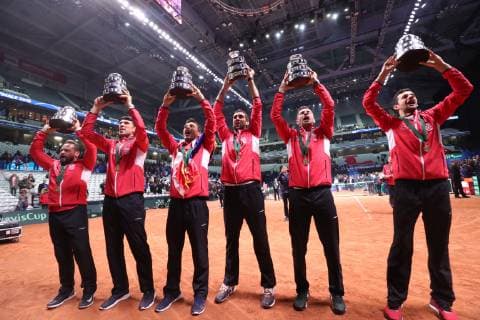 Davis Cup final France - Croatia 25.11.2018., Lille, France - Pierre-Mauroy stadium, the final of Davis Cupa between France and Croatia. Match Lucas Pouille VS Marin Cilic. Croatia won Davis Cup. Zeljko Krajan, Ivan Dodig, Mate Pavic, Franko Skugor, Borna Coric, Marin Cilic  SanjinxStrukic PIXSELL