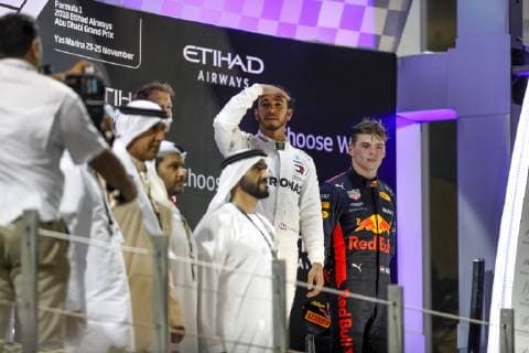 Motorsports: FIA Formula One World Championship WM Weltmeisterschaft 2018, Grand Prix of Abu Dhabi, World Championship;2018;Grand Prix;Abu Dhabi, 44 Lewis Hamilton (GBR, Mercedes AMG Petronas F1 Team), 33 Max Verstappen (NDL, Red Bull Racing), Abu Dhabi United Arab Emirates