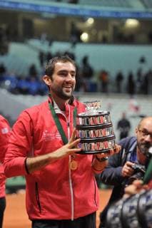 Finale Coupe Davis 2018 - Marin Cilic - equipe Croatie - victoire coupe davis TENNIS : Finale Coupe Davis - Lille - 25 11 2018 chryslenecaillaud panoramic 