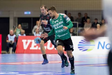 Thomas Mogensen (2) fra Skjern Haandbold under Champions League gruppekampen i herrehaandbold mellem Skjern Haandbold og SG Flensburg-Handewitt i Skjern Bank Arena i Skjern, soendag den 25. november 2018. , Skjern  Copyright: MadsxDalegaardx cop109 spdk20181125-185421-L