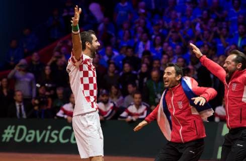2018 Davis Cup Final FRA v CRO Marin Cilic (CRO) and team 2018 Davis Cup Final FRA v CRO