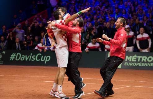 2018 Davis Cup Final FRA v CRO Marin Cilic (CRO) and team 2018 Davis Cup Final FRA v CRO