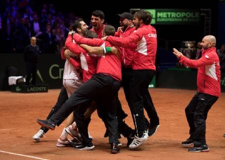 2018 Davis Cup Final FRA v CRO Marin Cilic (CRO) and team 2018 Davis Cup Final FRA v CRO