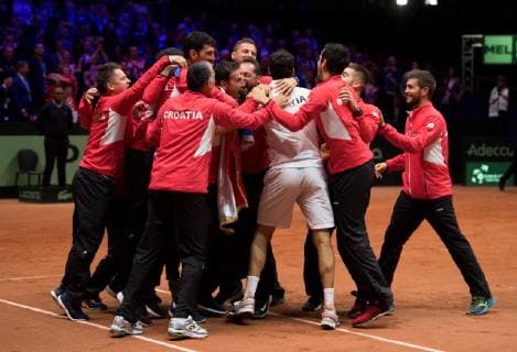 2018 Davis Cup Final FRA v CRO Marin Cilic (CRO) and team 2018 Davis Cup Final FRA v CRO