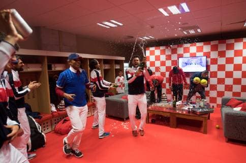 2018 Davis Cup Final FRA v CRO Team (CRO), Yannick Noah (FRA) Jo-Wilfried Tsonga (FRA), Locker room 2018 Davis Cup Final FRA v CRO