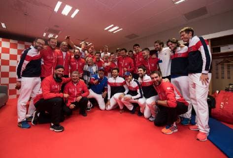 2018 Davis Cup Final FRA v CRO Team (CRO) and team (FRA), Locker room 2018 Davis Cup Final FRA v CRO
