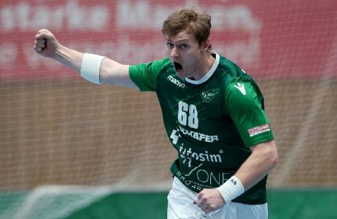 Deutschland, Würzburg, s.Oliver Arena, 25.11.2018, Handball - 2. Bundesliga - DJK Rimpar Woelfe - TuS N-Luebbecke Bild: v. l. Julian Sauer (DJK Rimpar Wölfe, 68) jubel nach einem Tor Copyright: HMBxMedia xHeikoxBecker