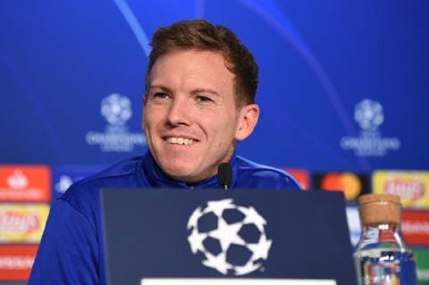 26.11.2018, xmeix, Fussball UEFA Champions League, TSG 1899 Hoffenheim, PK mit Abschlusstraining, emspor, v.l. Hoffenheims Trainer Julian Nagelsmann (TSG 1899 Hoffenheim) (DFL DFB REGULATIONS PROHIBIT ANY USE OF PHOTOGRAPHS as IMAGE SEQUENCES and or QUASI-VIDEO) Sinsheim