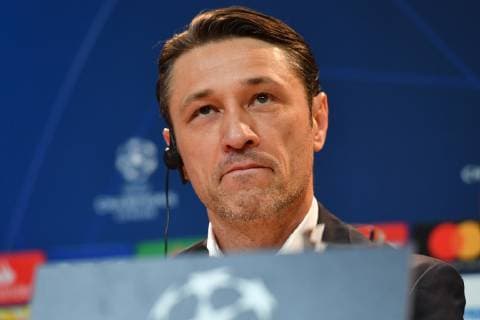 Niko KOVAC (Trainer Bayern Muenchen), skeptisch,ernst,angespannt, Einzelbild,angeschnittenes Einzelmotiv,Portraet,Portrait,Porträt. Pressekonferenz FC Bayern Muenchen vor dem Champions League Spiel gegen Benfica Lissabon, Fussball,am 26.11.2018,.