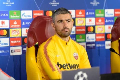 November 26, 2018 - Rome, Italy - Aleksandar Kolarov attends a pre-match news conference ahead of the UEFA Champions League Group G against Real Madrid FC, Trigoria, november 26, 2018 AS Roma - press conference PK Pressekonferenz  - ZUMAn230 20181126_zaa_n230_013 Copyright: xSilviaxLorex