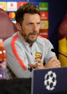 November 26, 2018 - Rome, Italy - Head coach of AS Roma Eusebio Di Francesco attends a pre-match news conference ahead of the UEFA Champions League Group G against Real Madrid FC, Trigoria, november 26, 2018 AS Roma - press conference PK Pressekonferenz  - ZUMAn230 20181126_zaa_n230_014 Copyright: xSilviaxLorex