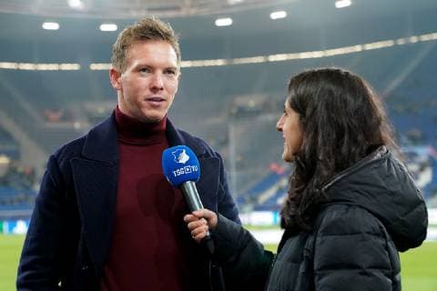 Julian Nagelsmann (Trainer, Cheftrainer, Hoffenheim) im Interview mit TSG TV, Einzelbild, Aktion, Action, Fussball, UEFA Champions League, TSG 1899 Hoffenheim - FK Schachtar Donezk,