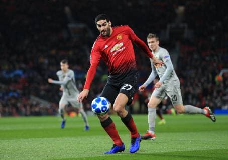 Marouane Fellaini of Manchester United ManU controls the ball during the UEFA Champions League match at Old Trafford, Manchester. Picture date 27th November 2018. Picture credit should read: Matt McNulty Sportimage EDITORIAL USE ONLY. No use with unauthorised audio, video, data, fixture lists, club league logos or live services. Online in-match use limited to 120 images, no video emulation. No use in betting, games or single club league player publications.