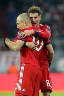 Arjen Robben (FC Bayern Muenchen 10) Leon Goretzka ( FC Bayern Muenchen 18 ) jubel nach dem 2:0, FC Bayern Muenchen vs. Benfica Lissabon, Fussball, Champions League Gruppenphase, 27.11.2018 FC Bayern Muenchen vs. Benfica Lissabon, Fussball, Champions League Gruppenphase, 27.11.2018 Muenchen Copyright: xLanger Eibner-Pressefotox EP_HLR