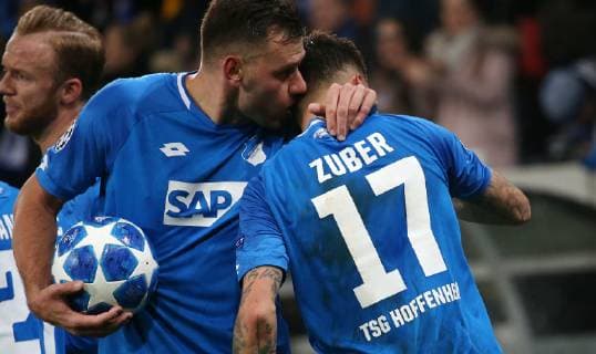 2-2 ausgleich durch Steven ZUBER (17, 1899 Hoffenheim), torjubel, UEFA Champions League, TSG 1899 Hoffenheim vs. Schachtar Donezk, Groupe F, 5. Matchday, November 27 2018, Wirsol Rhein Neckar Arena, Germany, YmdY, ** DFL DFL regulations prohibit any use of photographs as image sequences and or quasi-video. ** TSG 1899 Hoffenheim - Schachtar Donezk