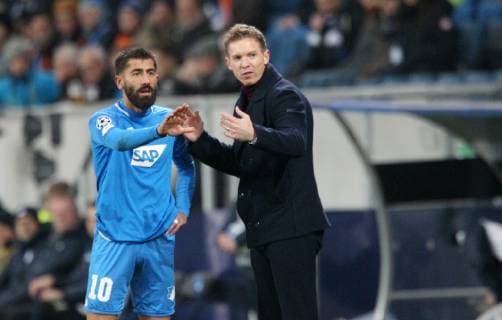 Kerem DERIMBAY (10, 1899 Hoffenheim), Julian NAGELSMANN (Trainer, 1899 Hoffenheim), UEFA Champions League, TSG 1899 Hoffenheim vs. Schachtar Donezk, Groupe F, 5. Matchday, November 27 2018, Wirsol Rhein Neckar Arena, Germany, YmdY, ** DFL DFL regulations prohibit any use of photographs as image sequences and or quasi-video. ** TSG 1899 Hoffenheim - Schachtar Donezk