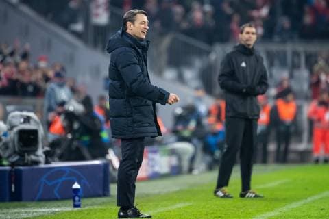 27.11.2018, xkvx, Fussball UEFA Champions League, FC Bayern Muenchen - Benfica Lissabon emspor, v.l. Torjubel, Goal celebration, celebrate the goal zum 5:1 durch Franck Ribery (FCB - FC Bayern Muenchen) Trainer Niko Kovac (FCB - FC Bayern Muenchen) (DFL DFB REGULATIONS PROHIBIT ANY USE OF PHOTOGRAPHS as IMAGE SEQUENCES and or QUASI-VIDEO) Muenchen