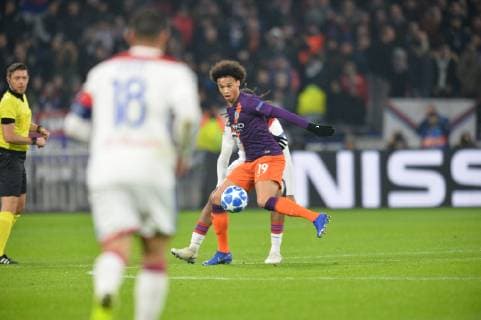 Fußball, CL, Olympique Lyon - Manchester City Leroy Sane (manchester city) FOOTBALL : Lyon vs Manchester City - Phase de groupes - Ligue des Champions - 27 11 2018 FredericChambert Panoramic 