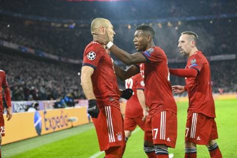 FC Bayern Muenchen vs. Benfica Lissabon, Allianz Arena Muenchen. 27.11.2018 Im Bild: Arjen Robben, David Alaba, Franck Ribery Â