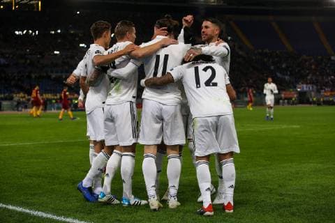 Italy: UEFA Champions League Roma vs Real Madrid 27th November 2018, Stadio Olimpico, Rome, Italy; UEFA Champions League football, AS Roma versus Real Madrid; Gareth Bale of Real Madrid celebrates after scoring his goal in the 47th minute . Rome Rome Italy Stadio Olimpico  GiampieroxSposito PacificxPress