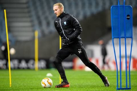 181128 Franz Brorsson of Malmö FF during a training session ahead of the Europa league match between Malmö FF and Genk on November 28, 2018 in Malmö. Photo: Petter Arvidson BILDBYRAN kod PA 92159  Copyright: PETTERxARVIDSON BB181128PA042