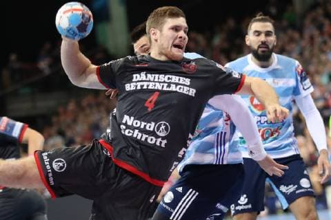 SG Flensburg-Handewitt vs MOL-Pick Szeged, Handball, EHF Champions League Gruppenphase, 28.11.18 Johannes Golla (SG Flensburg-Handewitt, 04), Jorge Maqueda (MOL-Pick Szeged, 05)