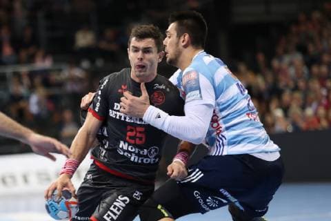 SG Flensburg-Handewitt vs MOL-Pick Szeged, Handball, EHF Champions League Gruppenphase, 28.11.18 Rasmus Lauge Schmidt (SG Flensburg-Handewitt, 25), Mario Sostaric (MOL-Pick Szeged, 24)