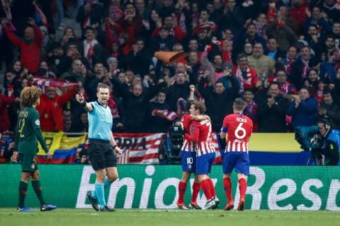 November 28, 2018 - Madrid, MADRID, SPAIN - Griezmann of Atletico de Madrid celebrates the goal during the UEFA Champions League football match between Atletico de Madrid and AS Monaco FC on November 28th, 2018 at Wanda Motropolitano stadium in Madrid, Spain. Soccer: Champions League - Atletico de Madrid v AS Monaco - ZUMAa181 20181128_zaa_a181_087 Copyright: xAFP7x