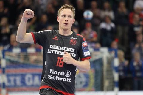 SG Flensburg-Handewitt vs MOL-Pick Szeged, Handball, EHF Champions League Gruppenphase, 28.11.18 Magnus Joendal (SG Flensburg-Handewitt, 18) jubelt