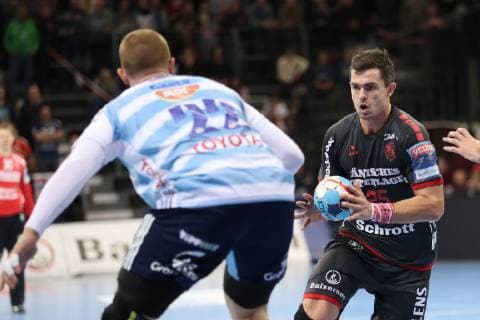 Rasmus Lauge Schmidt (SG Flensburg-Handewitt, 25), Matej Gaber (MOL-Pick Szeged, 22) Flensburg Schleswig-Holstein Deutschland Flens-Arena Copyright: xAgentur54Gradx xSpeedphotosx