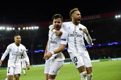 joie des joueurs du PSG apres le but de Juan Bernat (PSG) FOOTBALL : PSG vs FC Liverpool - Ligue des Champions UEFA - Paris - 28 11 2018 JBAutissier Panoramic 