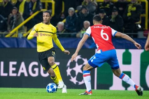 28.11.2018, xkvx, Fussball UEFA Champions League, Borussia Dortmund - Club Bruegge emspor, v.l. Abdou Diallo (BVB Borussia Dortmund), Sofyan Amrabat (Club Bruegge) (DFL DFB REGULATIONS PROHIBIT ANY USE OF PHOTOGRAPHS as IMAGE SEQUENCES and or QUASI-VIDEO) Dortmund