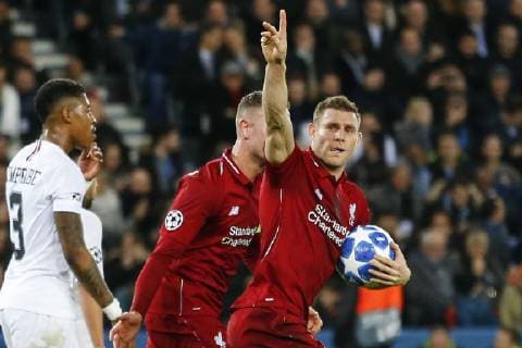 Sport Bilder des Tages Joie James Milner (Liverpool) penalty FOOTBALL : PSG vs Liverpool - Ligue des Champions - 28 11 2018 GwendolineLeGoff Panoramic 