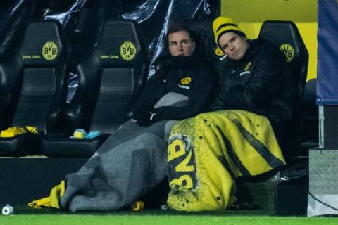 28.11.2018, xkvx, Fussball UEFA Champions League, Borussia Dortmund - Club Bruegge emspor, v.l. Mario Goetze (BVB Borussia Dortmund), Marwin Hitz (BVB Borussia Dortmund) (DFL DFB REGULATIONS PROHIBIT ANY USE OF PHOTOGRAPHS as IMAGE SEQUENCES and or QUASI-VIDEO) Dortmund