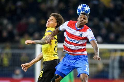 Axel Witsel (Borussia Dortmund 28) im Zweikampf gegen Wesley (Club Brugge 7) beim Champions League Spiel zwischen Borussia Dortmund und dem FC Bruegge am 26.11.2018, Borussia Dortmund vs FC Brugge, Champions League, 28.11.2018 Dortmund Copyright: xSchuelerx xEibnerx-xPressefotox EP_EER