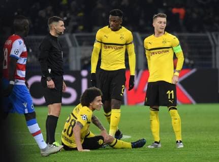 28.11.2018, Fussball, UEFA Champions League, Saison 2018 2019, Vorrunde, 5. Spieltag, Borussia Dortmund - Club Bruegge, v.re., Marco Reus (Borussia Dortmund), Dan Axel Zagadou (Borussia Dortmund), Axel Witsel (Borussia Dortmund)