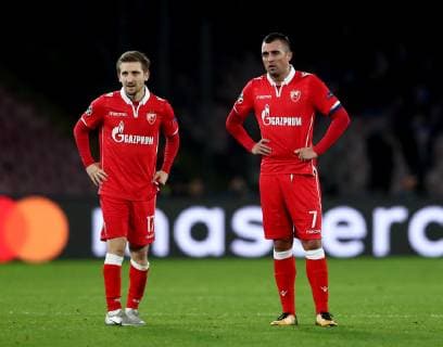 November 28, 2018 - Naples, Italy - SSC Napoli - FK Crvena zvezda : UEFA Champions League Group C .Marko Marin and Nenad Krsticic of Crvena Zvezda dejection at San Paolo Stadium in Naples, Italy on November 28, 2018. SSC Napoli v Red Star Belgrade - UEFA Champions League Group C  - ZUMAn230 20181128_zaa_n230_334 Copyright: xMatteoxCiambellix