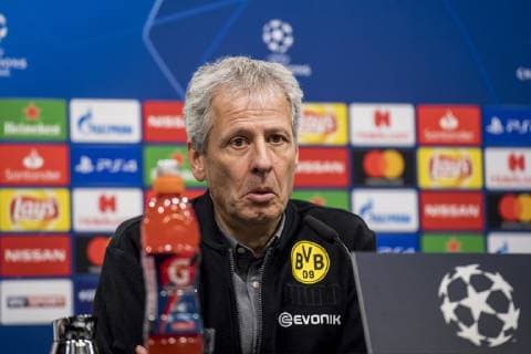 Fußball: UEFA Champions League, CL, Saison 2018 2019, 5. Spieltag, Borussia Dortmund - Club Brügge in Dortmund (Nordrhein-Westfalen). Dortmunds Trainer Lucien Favre spricht zu den Journalisten. UEFA REGULATIONS PROHIBIT ANY USE OF PHOTOGRAPHS AS IMAGE SEQUENCES AND OR QUASI-VIDEO. Copyright: xKirchner DavidxInderliedx