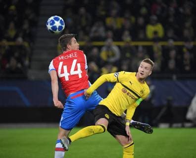 28.11.2018, Fussball, UEFA Champions League, Saison 2018 2019, Vorrunde, 5. Spieltag, Borussia Dortmund - Club Bruegge 0:0, Marco Reus (Borussia Dortmund), re., gegen Brandon Mechele (FC Bruegge)