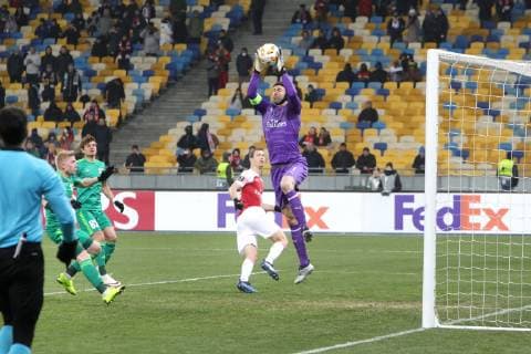 Goalkeeper Petr Cech of Arsenal FC makes a save during the UEFA Europa League Group E Matchday 5 game against FC Vorskla Poltava at the NSC Olimpiyskiy, Kyiv, capital of Ukraine, November 29, 2018. Ukrinform. UEL: Vorskla vs Arsenal FC in Kyiv  Copyright: xPavlo_Bagmutx