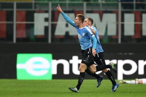 Fußball, EL, AC Mailand - F91 Düdelingen Db Milano 29 11 2018 - Europa League Milan-Dudelange foto Daniele Buffa Image nella foto: esultanza gol Dave Turpel 