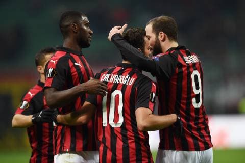 Db Milano 29 11 2018 - Europa League Milan-Dudelange foto Daniele Buffa Image nella foto: esultano gol Hakan Calhanoglu 