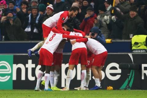 SOCCER - UEFA EL, RBS vs RB Leipzig SALZBURG,AUSTRIA,29.NOV.18 - SOCCER - UEFA Europa League, group stage, Red Bull Salzburg vs RasenBallsport Leipzig. Image shows the rejoicing of RBS. GEPAxpictures xMathiasxMandl