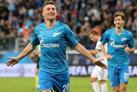 ST PETERSBURG, RUSSIA - NOVEMBER 29, 2018: Zenit St Petersburg s Robert Mak celebrates scoring in the 2018 19 UEFA Europa League Group C Round 5 football match against FC Copenhagen at St Petersburg Stadium. Alexander Demianchuk TASS , St Petersburg Rusland  Copyright: AlexanderxDemianchukx spdk20181129-205224-L