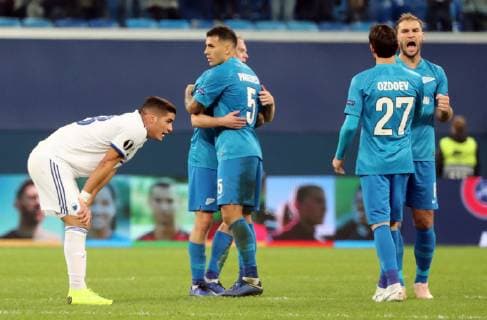 ST PETERSBURG, RUSSIA - NOVEMBER 29, 2018: Players of Zenit St Petersburg and FC Copenhagen after their 2018 19 UEFA Europa League Group C Round 5 football match at St Petersburg Stadium. Alexander Demianchuk TASS  TS0994EE