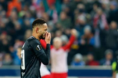 Oesterreich, Salzburg 29.11.2018, UEFA Europa League - 2018 19 Season, Vorrunde, Gruppenphase - Gruppe B - 5. Spieltag, RB Salzburg - RB Leipzig Matheus Cunha (RBL) enttaeuscht ( DeFodi507