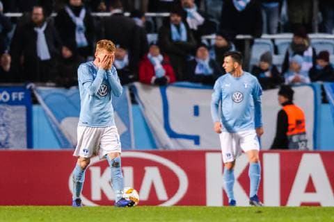 181129 Anders Christiansen of Malmö FF looks dejected after 0-1 during the Europa league match between Malmö FF and Genk on November 29, 2018 in Malmö. Photo: Petter Arvidson BILDBYRN kod PA 92161  Copyright: PETTERxARVIDSON BB181129PA024