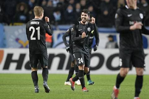Genk s Alejandro Pozuelo celebrates after scoring during the match between Belgian soccer team KRC Genk and Swedish club Malmo in Malmo, Sweden, Thursday 29 November 2018, on the fifth day of the UEFA Europa League group stage, in group I. YORICKxJANSENS  x05479557x