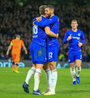 Chelsea v PAOK UEFA Europa League Olivier Giroud of Chelsea celebrates scoring his second goal during the UEFA Europa League match at Stamford Bridge, London Content Not Available For UK Newspapers Copyright: xStevexO Sullivanx FIL-12621-0027