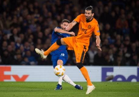 Chelsea s Olivier Giroud scoring his first goal during the UEFA Europa League match between Chelsea and PAOK at Stamford Bridge, London, England on 29 November 2018. Copyright: xPRiMExMediaxImagesx PMI-2440-0004